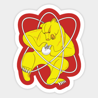 Bear Splitting Atom Zheleznogorsk Flag Sticker